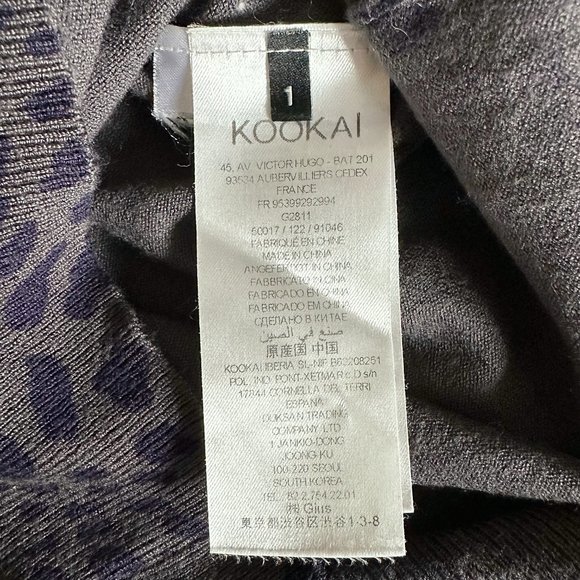 Kookai Paris | Leopard 3/4 Puff Sleeve Knit Top with Shoulder Pads - Picture 6 of 9